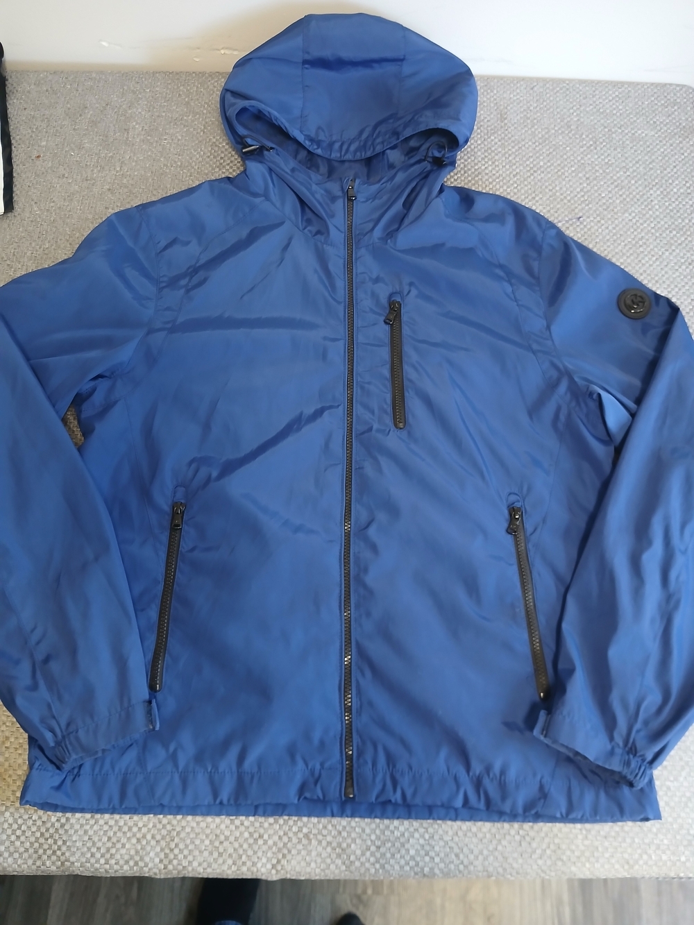 Michael Kors Men's Hooded Windbreaker Jacket in Blue